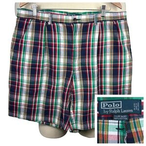Men's Polo Ralph‎ Lauren Tyler 100% Cotton Multicolored Plaid Shorts 38
